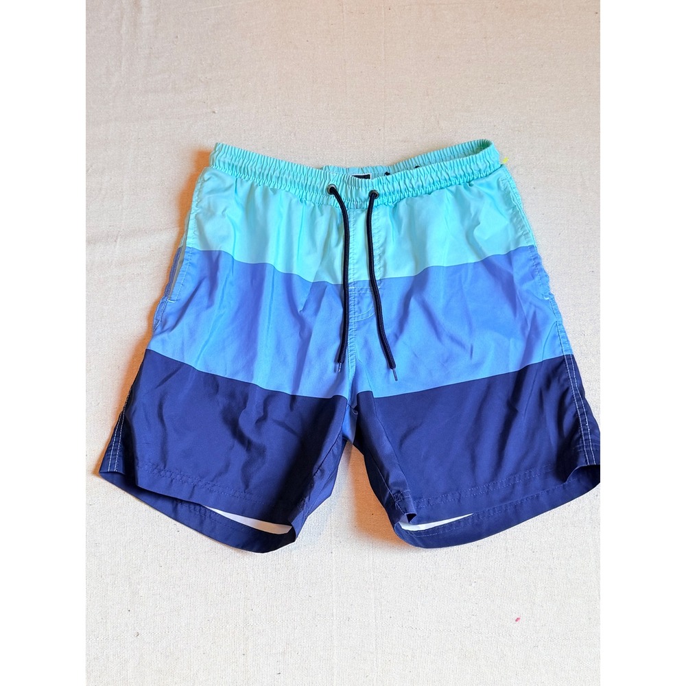 Club Room Mens Blue Colorblock Swim Trunks Size Small Drawstring Mesh Lining